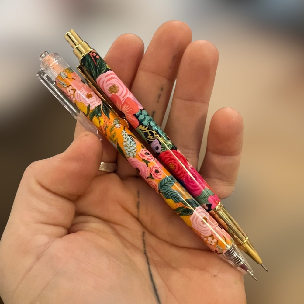Floral Rifle Paper Co Pen And Mechanical Pencil Set GOLD ACCENTS Writing Tools